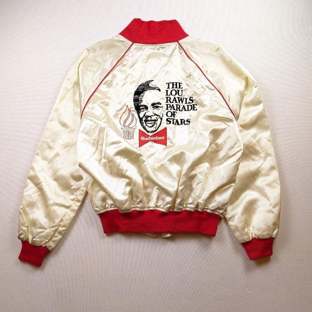 Vtg Budweiser The Lou Rawls Parade of Stars Satin bomber jacket Wise Guys Sz XL